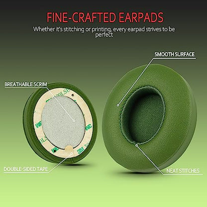 Krone Kalpasmos Earpad Replacement for Beats Solo 2 & 3 Wireless/Wired Headphone, Ear Cushion Premium Protein Leather Memory Foam with Kits, Superb Comfortable Easy to Install – Hunter Green - color: Hunter Green
