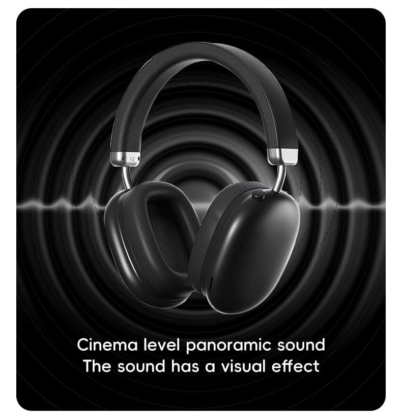BT1638 Over-Ear Wireless Headphones, Premium Padded Headband, Champagne USB-C Charging, Bluetooth Headphones， Long Endurance Flight of up to 40 Hours，Fashionable and Colorful (Black) - color: Black