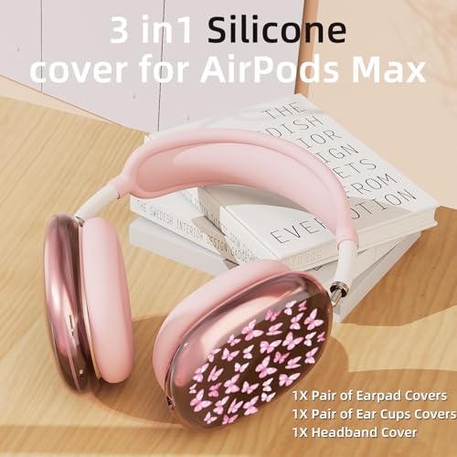 Cute Butterfly Clear Case for Airpods Max Headphones Kawaii Pink Girly Soft TPU Ear Cups Cover Anti-Scratch Silicone Ear Pad Protective Case Dreamy Headband Cover for Apple Airpods Max - color: Butterfly 10