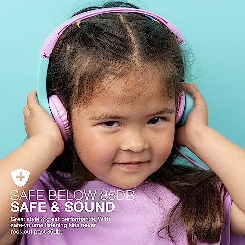JLab, JBuddies Folding Gen 2, Kids Wired Headphones, Noise Isolating, Volume Limiting, Toddler Headphones Ages 2+, Pink/Teal - color: Pink/Teal