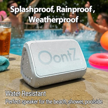 OontZ Angle Solo Compact Bluetooth Speaker, 14-Hour Playtime, White | Compact 5W Bluetooth speaker with clear sound, 100-ft range, IPX5, mic, AUX Input and USB-C Charging Cable. - color: White