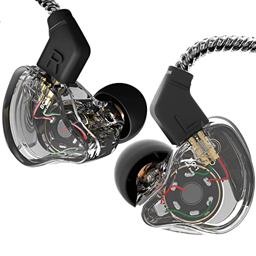 CCZ Yinyoo 멜로디 인이어 이어폰, 마이크 이어 모니터가 없는 헤드폰 유선 이어버드, IEM HiFi 베이스, 1DD 1BA, 이어 핀, 음악가, 가수, 스테이지용 4N OFC 케이블 (마이크 없음, 투명 블랙) - color: 투명., size: 마이크 없음, style: 마이크 없음