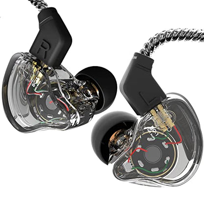 CCZ Yinyoo 멜로디 인이어 이어폰, 마이크 이어 모니터가 없는 헤드폰 유선 이어버드, IEM HiFi 베이스, 1DD 1BA, 이어 핀, 음악가, 가수, 스테이지용 4N OFC 케이블 (마이크 없음, 투명 블랙) - color: 투명., size: 마이크 없음, style: 마이크 없음