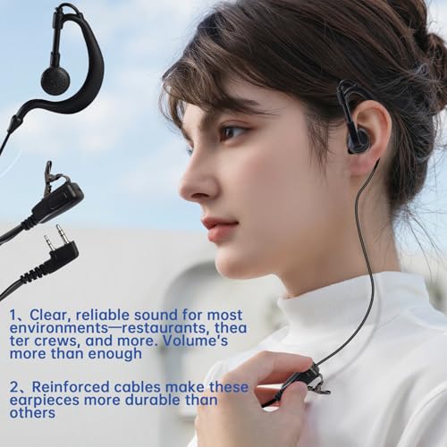 20 Pcs Walkie Talkie Earpiece with Mic 2 Pin Two-Way Radio Headset, Clear Sound & Comfortable Fit Compatible with Baofeng UV-5R BF-888S Arcshell Retevis RT21 RT22 H-777