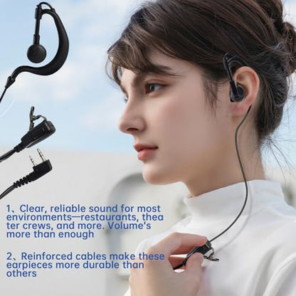 20 Pcs Walkie Talkie Earpiece with Mic 2 Pin Two-Way Radio Headset, Clear Sound & Comfortable Fit Compatible with Baofeng UV-5R BF-888S Arcshell Retevis RT21 RT22 H-777