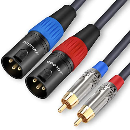 Jolgoo RCA to XLR 케이블 - 듀얼 RCA 수 - 듀얼 XLR 수 HiFi 오디오 케이블, 1.9m(6.6피트), 앰프, 믹서, 마이크용 - size: 6.6 Feet, style: 듀얼 RCA 수 - 듀얼 XLR 수