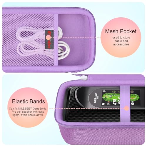 Elonbo Carrying Case for MiLESEEY GeneSonic Pro Golf GPS Speaker, Lilac - color: Lilac