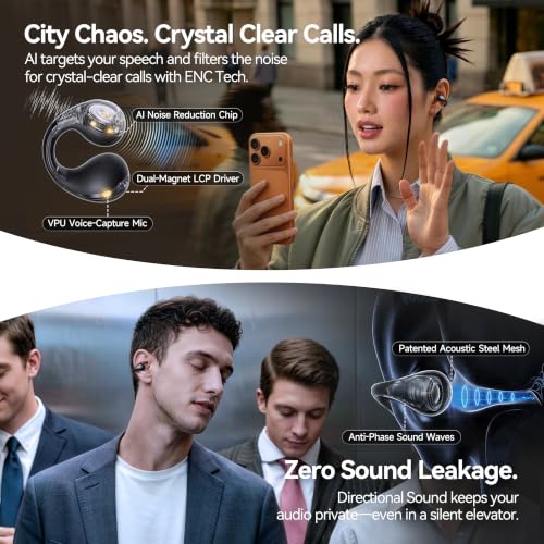 Linklike Air Open Ear Clip-on Earbuds｜Zero-Gravity Wearable Tech｜Butterfly - color: Space Gray
