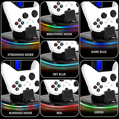 Controller Charger with RGB Headphone Stand for Xbox Series X|S/Elite 2/One/One X/One S/One Elite, XSX Controller Charger Station with 2 USB Port, Headset Stand for Xbox Charging Station Dock - size: Charger for Xbox