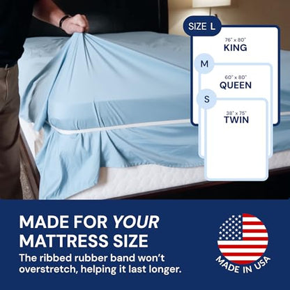 RUBBER HUGGER Elastic Fitted Sheet Straps - King 76x80, Anti-Slip | Rubber anti-slip sheet straps - secure corner grip - Use for king fitted sheets, keep sheets in place - size: Large - King