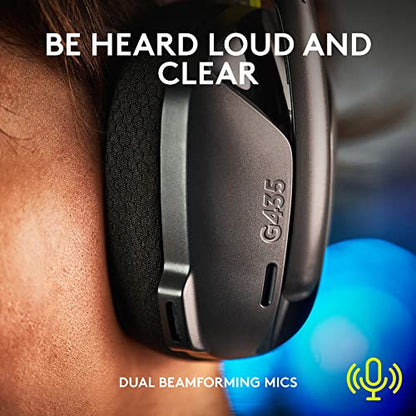 Logitech G435 Lightspeed Wireless Gaming Headset - Black | Lightweight over-ear headphones, built-in mics, 18h battery, Dolby Atmos, PC, PS4, PS5, Nintendo Switch/Switch 2, Mobile