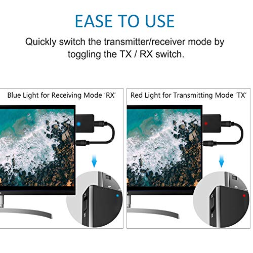 ISOBEL USB Bluetooth Audio Transmitter Receiver, 3 in 1 HiFi Wireless Audio Adapter, Bluetooth 5.0 EDR Adapter with 3.5mm AUX for Car TV Headphones PC Home Stereo, USB Power Supply, Plug and Play - size: Mini