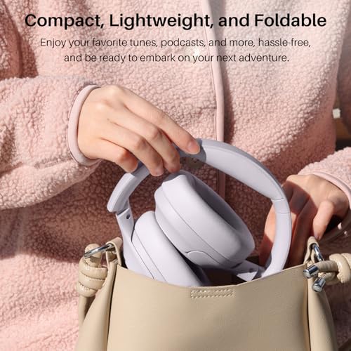 TOZO Hybrid Active Noise Cancelling Headphones, Hi Res Audio | Wireless Over Ear Bluetooth Headset, 60H Playtime, Custom EQ via App Deep Bass Comfort Fit Ear Cups, for Home Office Travel - color: Purple