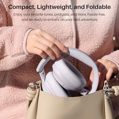 TOZO Hybrid Active Noise Cancelling Headphones, Hi Res Audio | Wireless Over Ear Bluetooth Headset, 60H Playtime, Custom EQ via App Deep Bass Comfort Fit Ear Cups, for Home Office Travel - color: Purple
