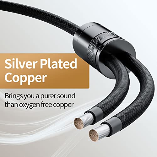 HiFind 3.5mm to 2 RCA Stereo Audio Cable 6 Ft (Real Hi-Fi Sound-Silver Plated Copper-Spring SR-Braided) 3.5 mm 1/8" TRS Male to Dual RCA Male Bidirectional Cable for Home Theater,Speaker - size: 6FT, style: 3.5mm to 2 RCA