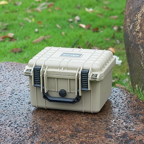 MEIJIA Portable All Weather IP67 Waterproof Camera Case,hard case with Customizable Fit Foam,Fit Use of Drones,Camera,Equipments,10.62 x9.68x6.87inches(Desert Tan) - color: Desert Tan, size: 10.62 x 9.68 x 6.87 inches