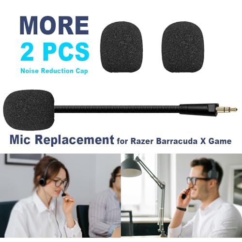 Replacement Game Mic fits for Razer Barracuda X Gaming Headsets and Razer Electra V2 Headset, 3.5mm Detachable Noise Cancelling Gaming Boom Microphone with Foam