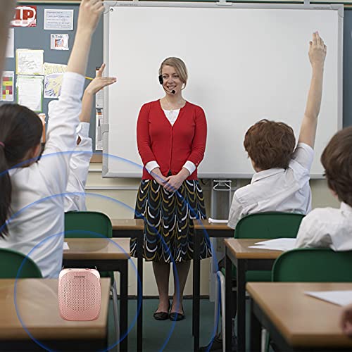 ZOWEETEK Wireless Voice Amplifier for Teachers 2 Mic Portable Speaker | Mini Rechargeable Voice Amp, 2 Mics Wired+Wireless, Teacher Must Haves,Power Amplifiers - color: Rose gold