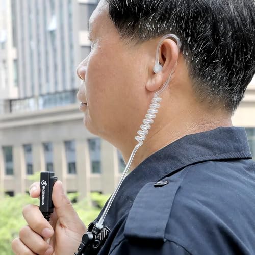 Radio Earpiece with Mic Compatible for Kenwood Baofeng SAMCOM BTECH Retevis Walkie Talkie and RT21 RT22 BF-F8HP UV-82HP UV-5R UV82 UV82C UV5X3 TK NX, Acoustic Tube Headset, 2 Pin Style