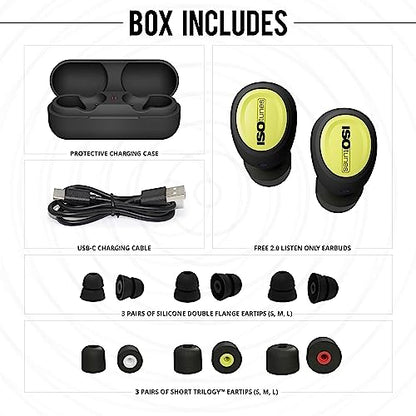 ISOtunes Free 2.0 Bluetooth Hearing Protection, OSHA Compliant Work Earbuds | No microphone for workplace compliance, true wireless Bluetooth, 25 dB NRR, 79 dB audio output