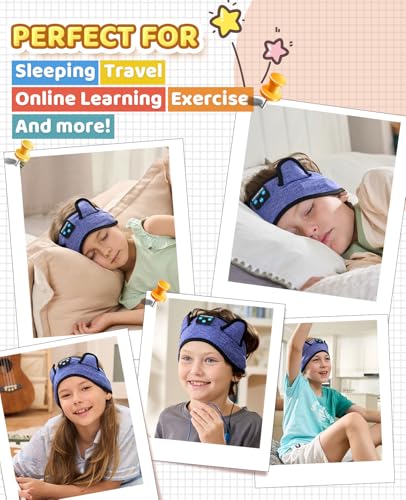 KIDSBAND Kids Headphones, Bluetooth Headphones for Kids with Adjustable Headband, 3.5 MM Jack for School, Foldable On-Ear Headset for Girls Boys Children, Kindle Tablet Cellphones Airplane Travel - color: DarkBlue