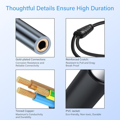 3.5mm to 2 RCA Audio Cable 1/8 to Dual RCA Adapter Audio Y Splitter Cable Gold Plated Plug 3.5mm Female Jack to 2 RCA Male Stereo Audio Cable for Tablet Laptop Headset 0.98FT(2pcs) - style: 3.5 female