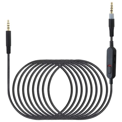 Replacement for G Pro X Cord, Detachable Gaming Headset Cable Replacement for Logitech G Pro/ G433/ G233, 3.5mm(1/8") Nylon Braided Wire with Inline Mute Switch and Volume Controller, 6FT