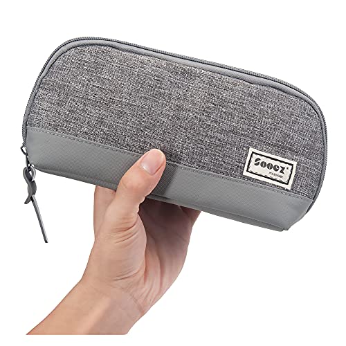 Sooez Wide-Opening Pencil Pen Case, Lightweight & Spacious Pencil Bag Pouch Box Organizer, Aesthetic Supply with Triangular Design for Adults, Grey - color: Grey