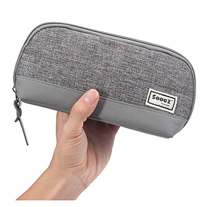 Sooez Wide-Opening Pencil Pen Case, Lightweight & Spacious Pencil Bag Pouch Box Organizer, Aesthetic Supply with Triangular Design for Adults, Grey - color: Grey