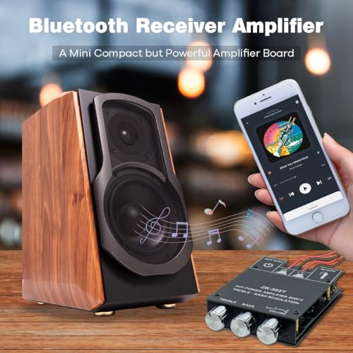 ZK-502T 100W Bluetooth 5.0 Amplifier Board with Treble and Bass Control, TPA3116D2 50Wx2, Bluetooth AMP Board for Home Passive Speakers - style: ZK-502T