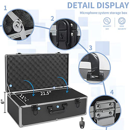 22 Inch Hard Carrying Case | Ideal for Wireless Mic System Storage & Camera Gear Transportation with Customizable Pre-Diced DIY Foam, Black - size: Inner：21.6''X 11.6''X 7.6''