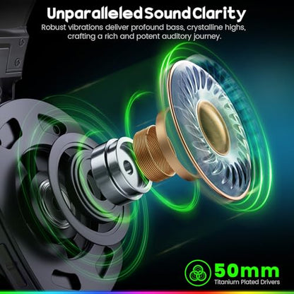 WESEARY Wireless Gaming Headsets for PC, PS5, PS4, Switch, Mac, 2.4GHz Wireless Gaming Headphone with ENC Noise Canceling Microphone, Bluetooth 5.4, Cool Lighting, 50H Battery, 50mm Drivers | 2.4GHz Wireless Gaming Headphone with ENC Noise Canceling Micro