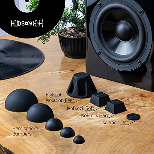 Hudson Hi-Fi Speaker Isolation Feet (8-Pack, 2") – Adhesive Silicone Anti-Vibration Pads for Speakers, Turntables, Subwoofers & Amplifiers, Supports 30-50 lbs Per Pad