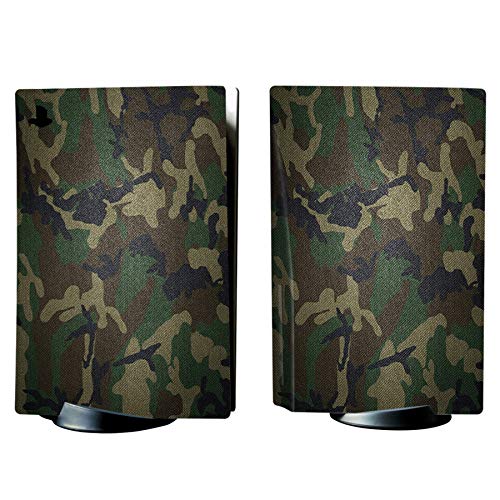 PlayVital Army Green Camouflage Full Set Skin Decal for ps5 Console Disc Edition, Sticker Vinyl Decal Cover for ps5 Controller & Charging Station & Headset & Media Remote - color: Army Green Camouflage