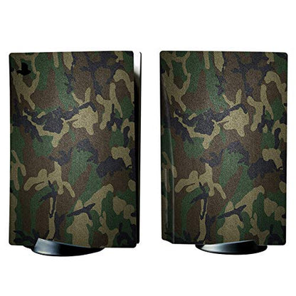 PlayVital Army Green Camouflage Full Set Skin Decal for ps5 Console Disc Edition, Sticker Vinyl Decal Cover for ps5 Controller & Charging Station & Headset & Media Remote - color: Army Green Camouflage