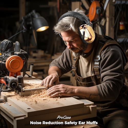 ProCase NRR 28dB Noise Reduction Ear Muffs, Foldable Adjustable Noise Cancelling Headphones - color: 1 - Metallic Gold