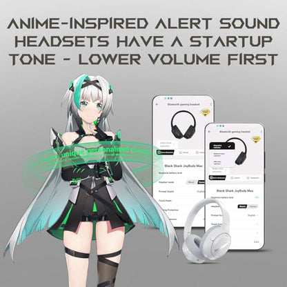 Black Shark JoyBuds Max Active Noise Cancelling Headphones, 50H Playtime Wireless Over Ear Headphones with Microphone, Bluetooth 5.4 Gaming Headsets Comfort Fit Ear Cups, 6EQ Modes via APP (White) - color: X7 White