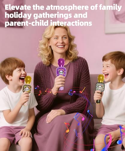 Kids Karaoke Microphone Mini, Bluetooth Voice Changer Toy Ages 3-12, Pink | LED Party Lights, Rechargeable Portable, Long Playtime, Duets, BT 5.3, Christmas Birthday Gifts for Toddler Boys & Girls - color: pink - 1