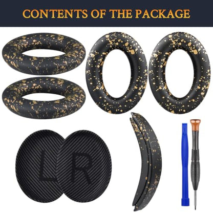 SOULWIT Replacement Kit for Bose QuietComfort QC35/QC35 ii Over-Ear Headphones, Ear Pads Cushions + Headband + Silicone Earpads Cover Protector - Black Gold - color: Black Gold