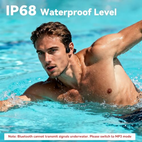 Swimming Headphones, IPX8 Waterproof Bone Conduction Headphone Wireless Underwater Earbuds with 32GB Memory for Swimming, Cycling, Marathon
