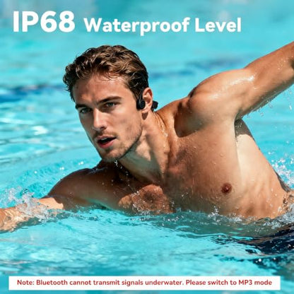 Swimming Headphones, IPX8 Waterproof Bone Conduction Headphone Wireless Underwater Earbuds with 32GB Memory for Swimming, Cycling, Marathon