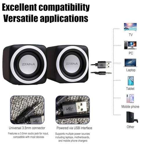 Basics Stereo 2.0 Speakers for PC or Laptop with Volume Control,USB-Powered, 1 Pair, Black - color: Black