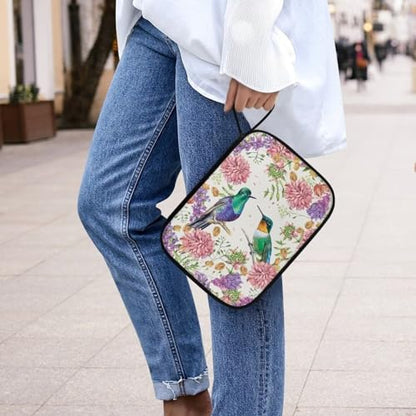 Watch Band Storage Bag with Handle Stain Resistant Carrying Case for Smartwatch, Apple Watch, Watch Band Pin and Other Watch Band Accessories, Bird Pink Flower - color: Bird Pink Flower