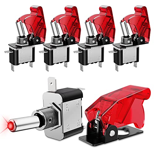 Nilight 5PCS12V LED Toggle Switch Heavy Duty 20A SPST ON Off 3 Pin Rocker for Automotive Cars Trucks Boats Racking - color: 5PCS Led Switch Red