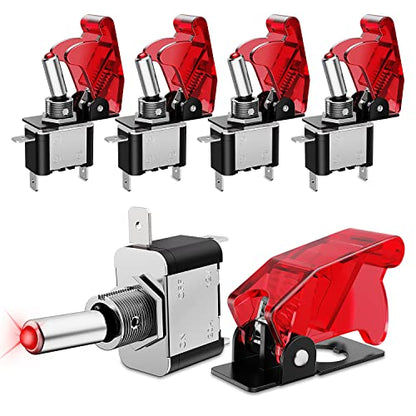 Nilight 5PCS12V LED Toggle Switch Heavy Duty 20A SPST ON Off 3 Pin Rocker for Automotive Cars Trucks Boats Racking - color: 5PCS Led Switch Red