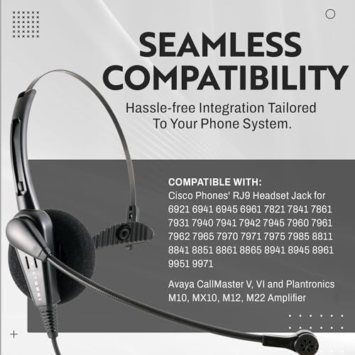 INNOTALK Headset for Cisco Phones, Classic Monaural Wired Headset with Microphone & Quick Disconnect RJ9 Adapter for Office, Call Center, Information Desk etc. - size: Classic-Mono