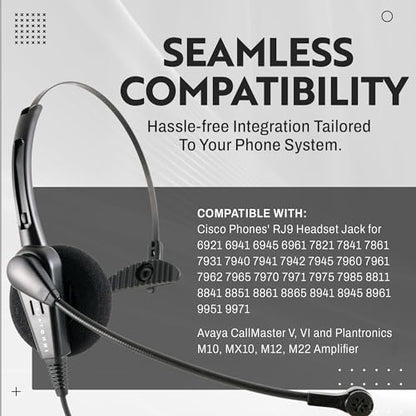 INNOTALK Headset for Cisco Phones, Classic Monaural Wired Headset with Microphone & Quick Disconnect RJ9 Adapter for Office, Call Center, Information Desk etc. - size: Classic-Mono