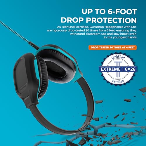 Gumdrop DropTech On-Ear Wired Headphones No Mic | USB C - Long Tangle Free Chew-Proof Cord - Rugged Reliable Drop Tested and Comfortable for Kids K-12 Students Classroom and School Use - size: USB-C No Mic