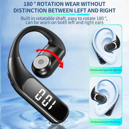 Single Earbud Bluetooth Trucker Headset Wireless Earpiece for Driving | One Ear Earbuds Bluetooth Open Ear Earphone Running Sports Headphones with Ear Hook Trucker Blue Tooth Headset for Business - color: White