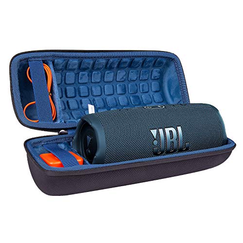 co2CREA Hard Travel Case for JBL Charge 5/4 Speaker, Black+Inside Blue | Portable Travel Bag Replacement with Custom Molded Interior and Handle, Shockproof EVA Shell and Soft Lining - color: Ouside Black and Inside Blue
